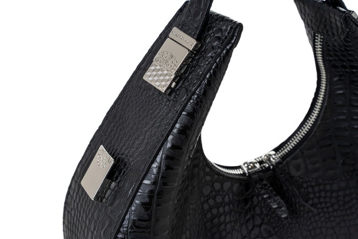 Vince Camuto Bolso Croco Black de Mano Piel Sintética Negro